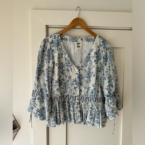 Daydress UK Priyanka top in blue chintz - M